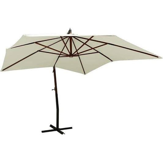 291229 - Hanging parasol with wooden pole 300 cm sand white