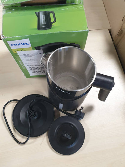 162646 - PHILIPS Çajnik Seria 3000, Kapacitet 1.7L, Madhësi Familjare, Element Ngrohës i Sheshtë, Dritë Indikatore LED, Mbushje e Lehtë, Fonksioni Tregues Filxhani, Ngjyra e Zi (HD9318/20)