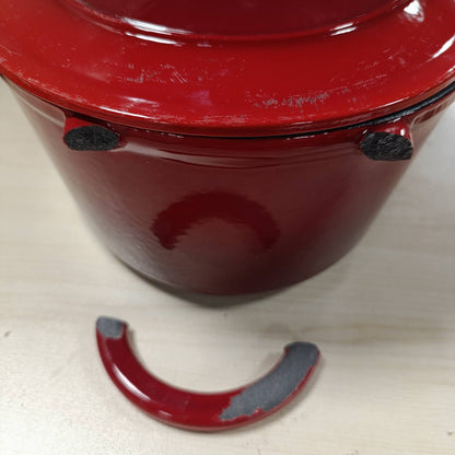 164354 - ENA SITRAM 710840 - Tenxhere e Kuqe/Krem, Formë Ovale, Prej Gize të Emaluar, Kapacitet 6.5L, Madhësi 33 x 25 x 13.5cm