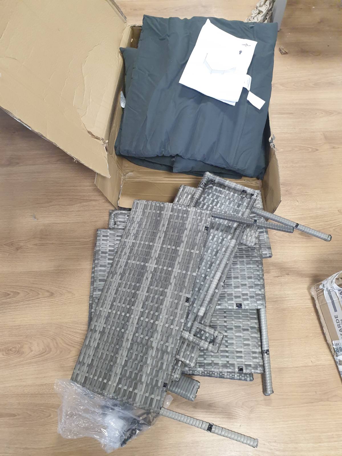 167032 - vidaXL Set Kopshti me 2 Pjesë dhe Jastëk, Gri, Poliesterol Ratan