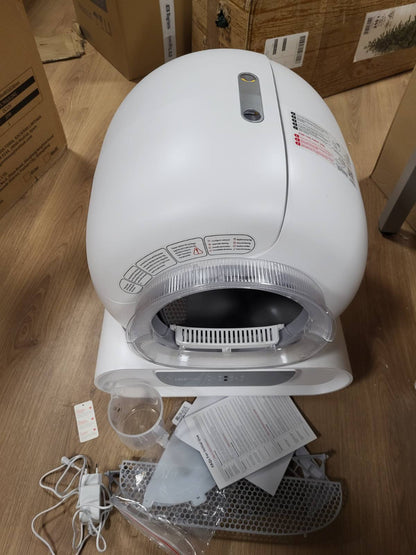 183009 - LELO PAWS - Kuti Plehrash për Mace të Vetëpastrueshme, Elektrike XXL, 74L, Rrotulluese, Kontroll me Aplikacion, i Sigurt, me Qese Plehrash dhe Deodorizues, për Mace të Shumëfishta, E Bardhë
