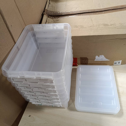 183169 - SMARTSTORE - 10 Kuti Plastike për Magazinim, 8L, me Kapak, 34x25x16cm | Rezistente dhe të Përshtatshme për Ushqim | Cepa të Përforcuar | Garanci 10-Vjeçare