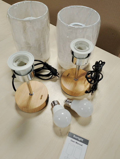 183714 - Set LLAMBASH NATE SURIGHT TOUCH me 2 Porta Karikimi USB-A + USB-C, Errësim në 3 Drejtime, Perde prej Liri, Llambë të Vogla Tavoline për Dhomë Gjumi, Dhomë Ndenjeje, Hotel (Përfshihet Llamba)