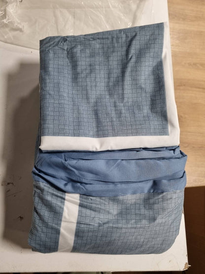 184172 - RUIKASI Set Çarçafësh me 3 Pjesë 220x240cm, Xhins Blu - Sete Model Katror Mikrofibre, të Buta dhe pa Hekur