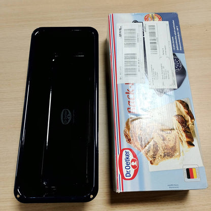184316 - DR. OETKER Tavë Pjekjeje Buke 30cm, 'Baking Love' me Veshje Smalti, Rezistente ndaj Prerjeve dhe Gërvishtjeve, Blu e Errët