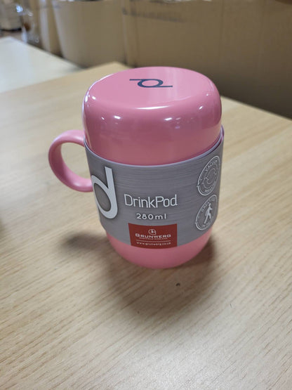 184502 - PIONEER Gotë e Izoluar DrinkPod me Dorëzë, Çelik Inoks me Mure të Dyfishta, Kapacitet 0.28L, Mban Ushqimin të Nxehtë për 6 Orë, të Ftohtë për 24 Orë, I Papërshkueshëm nga Rrjedhja, Pa BPA - Rozë