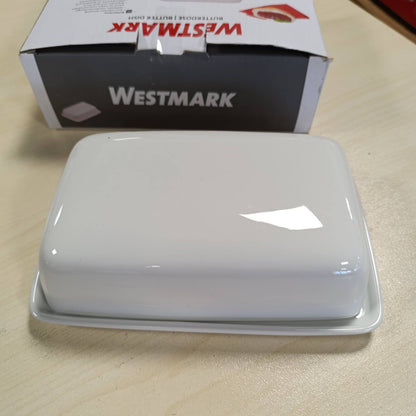 184863 - WESTMARK Enë për Gjalpë Dekorative 18.5cm, Materiali Qeramikë, Ngjyra e Bardhë, Modeli 20892260