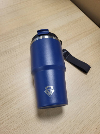 185018 - GOTË TERMË KAFEJE Për Udhëtime Nga ÇELIKU INOX 304, 600ml Me Dy Mure Dhe Izolim me Vakum, Kapak Praktik