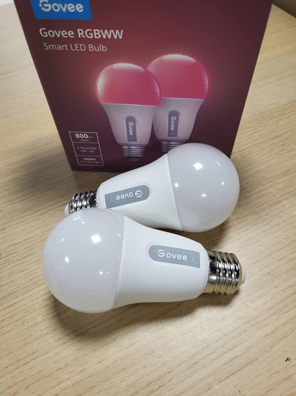 185167 - GOVEE Llambë Inteligjente E27, LED WiFi RGBWW e Pajtueshme me Matter, Alexa dhe Google Assistant, 800LM, Pako 2 Copësh