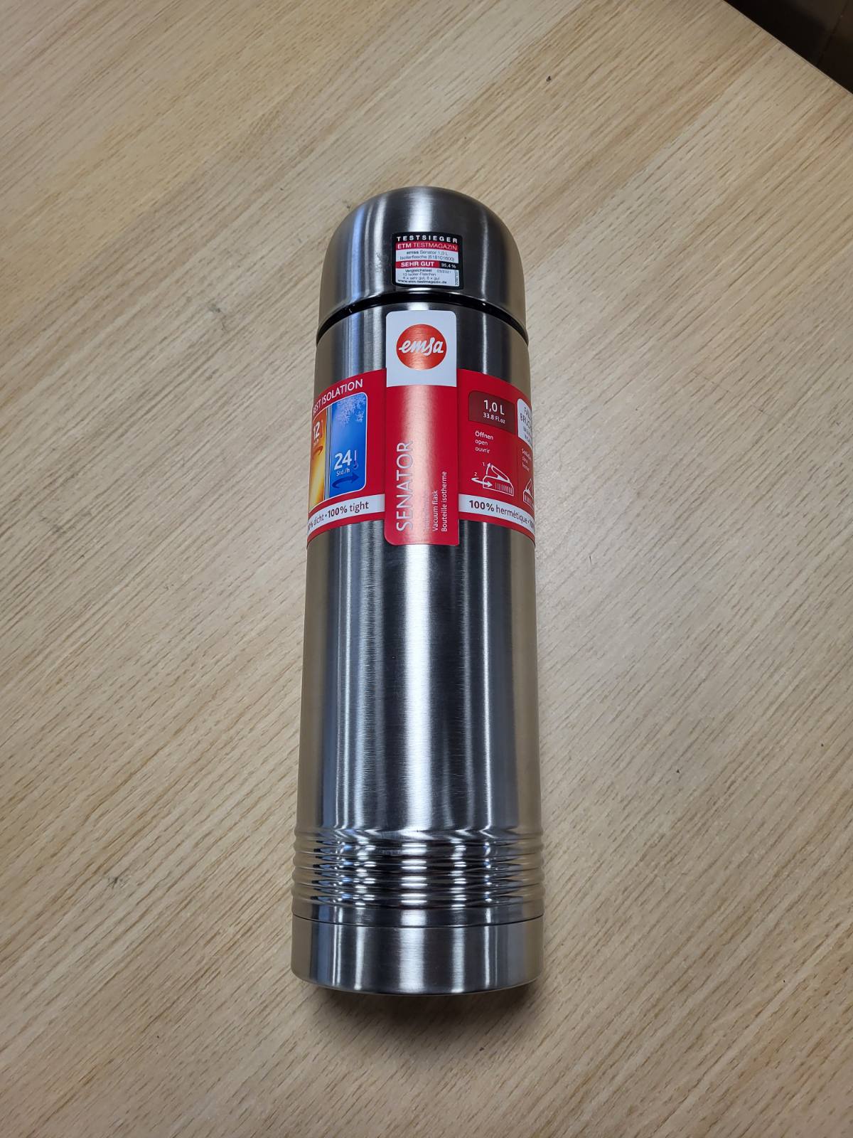 185310 - EMSA Filxhan Termik Senator 618101600, Portativ, 1000ml, Çelik Inox, Mbyllje e Sigurt, Shishe e Izoluar