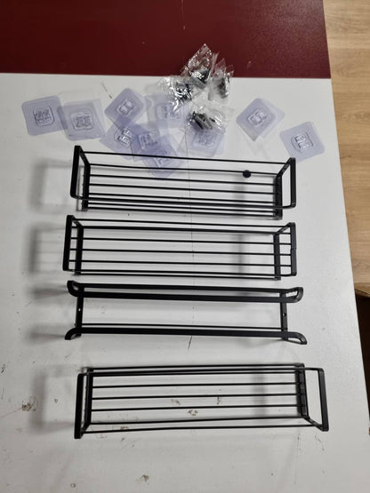 186122 - FOTINOR - Raft Erëzash me 4 nivele prej Metali, Organizues për Dollap Kuzhine, me Shufër Vetëngjitëse për Montim në Mur