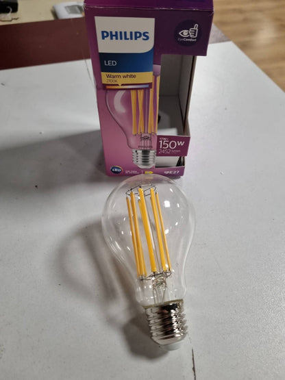 186387 - PHILIPS Llambë Filamenti LED Classic E27, 150W, Dritë e Bardhë e Ngrohtë, Ndriçim që Kursen Energji me Jetëgjatësi të Madhe, Transparente