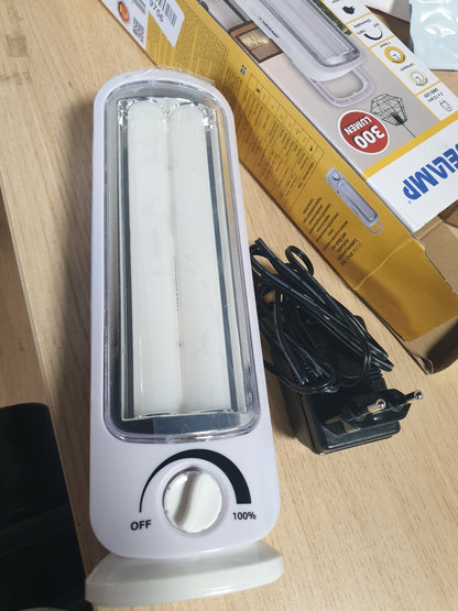 187887 - VELAMP IR162 TWIX - Llambë Emergjence LED e Rikarikueshme dhe Portative, Ndritshmëri 300 Lumen, e Lehtë dhe Kompakte, me Karikues të Jashtëm