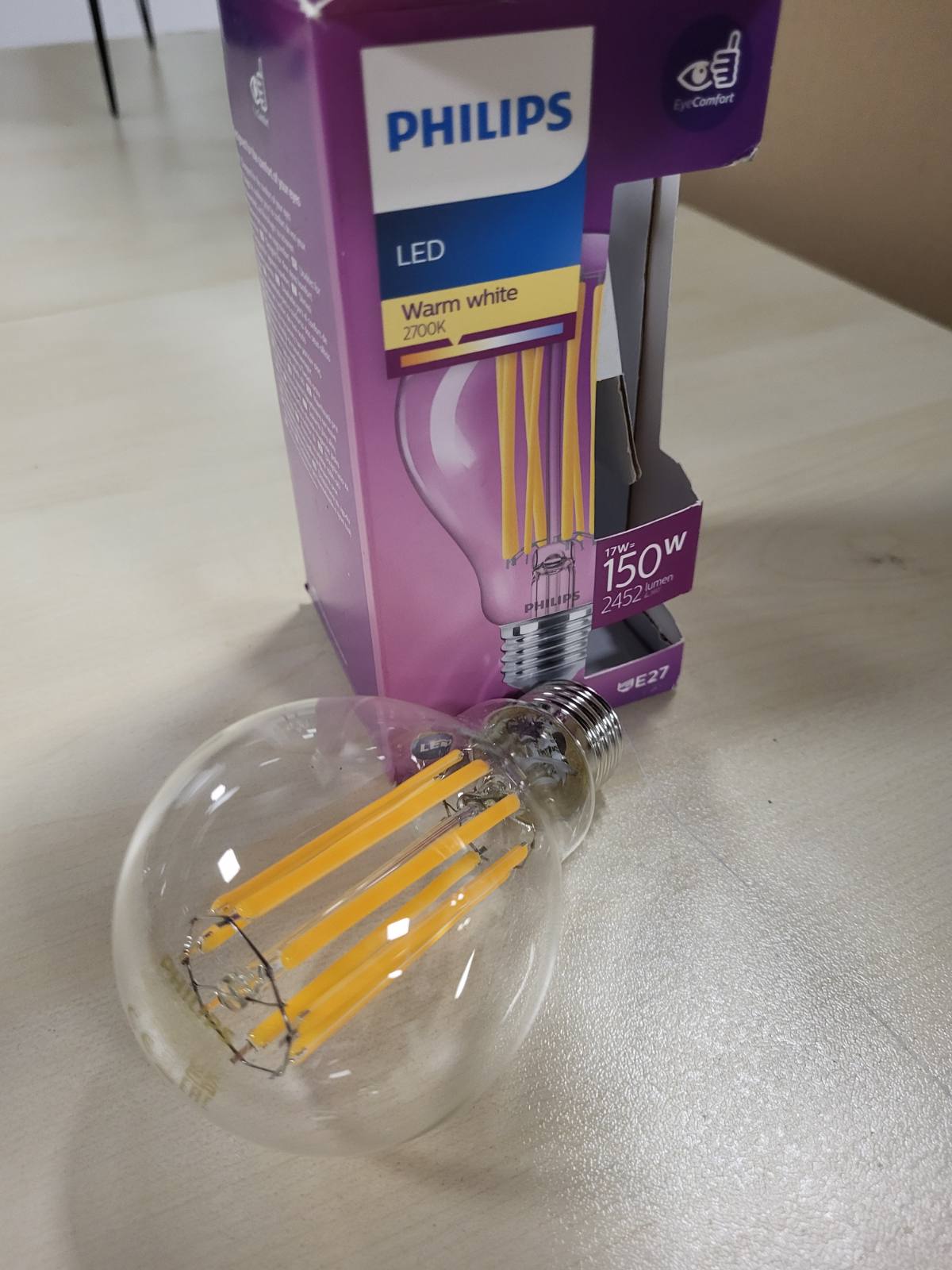 188432 - PHILIPS Llambë me Filament LED, Ekuivalente 150W, Prizë E27, Dritë e Bardhë e Ngrohtë