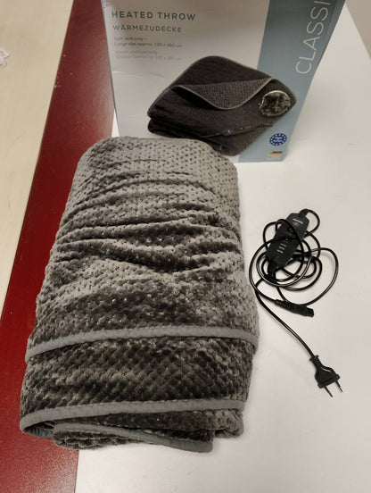 195452 - BEURER Batanije me Ngrohje HD 65, Batanije e Ngrohtë me 3 Cilësime Temperature, Sistem i Fikjes Automatike dhe Sigurie, e Lajshme në Lavatrice në 30°C, Prodhuar në Evropë, Ngjyra Gri