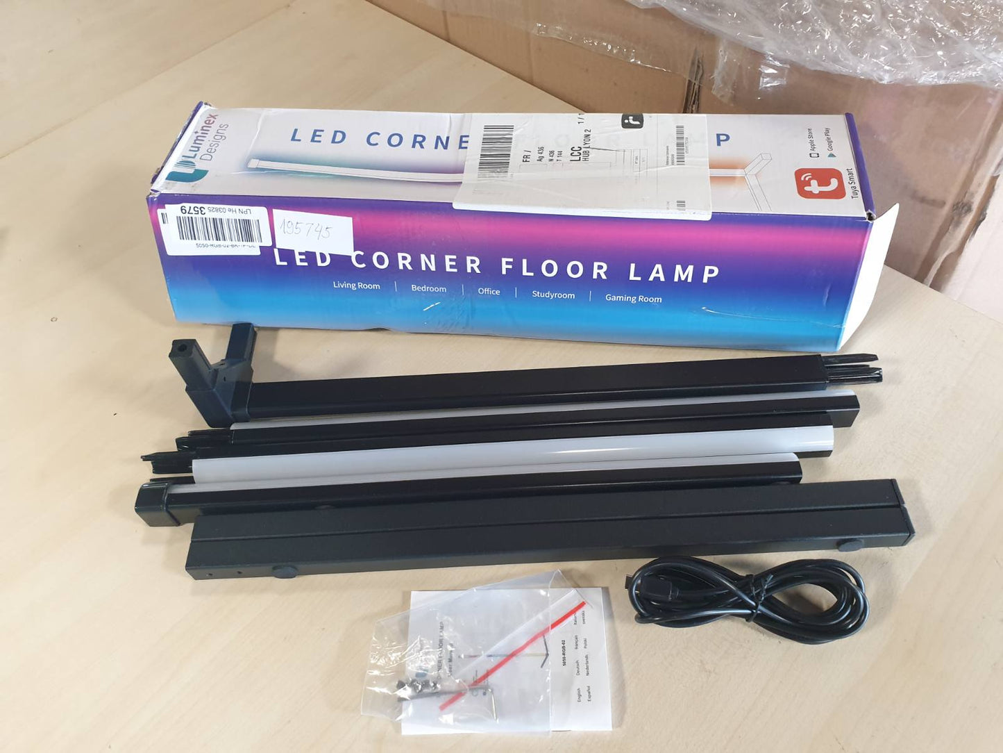 195745 - LUMINEXDESIGNS Llambë Dyshemeje LED, Llambë Këndi RGB 150cm - Errësim, Shumëngjyrëshe me Telekomandë, Kontrolli i Zërit Alexa, Ndriçim Ambient, Kolonë e Ndryshueshme të Ngjyrës për Dhomë Gjumi, Dhomë Lojërash