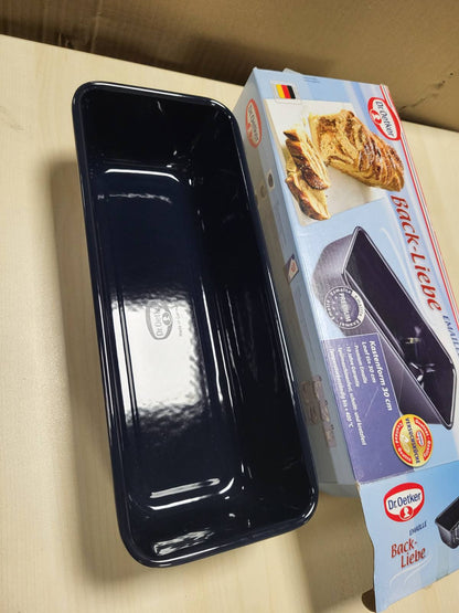 196279 - DR. OETKER Tavë Pjekjeje Buke 30cm 'Baking Love' me Smalt, Rezistente ndaj Prerjeve dhe Gërvishtjeve, në Blu të Errët