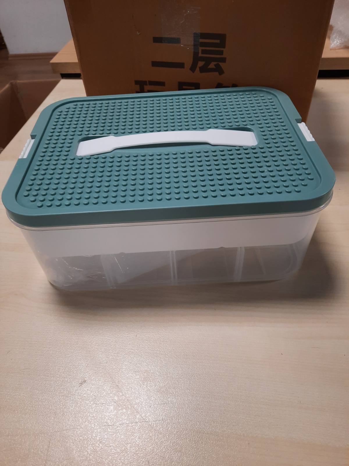 196346 - DINGREAT Kuti Ruajtjeje Plastike me Dy Kate për Tulla Lego, me Kapak dhe Tabaka të Vendosshme në Njëra-tjetrën, Transparente