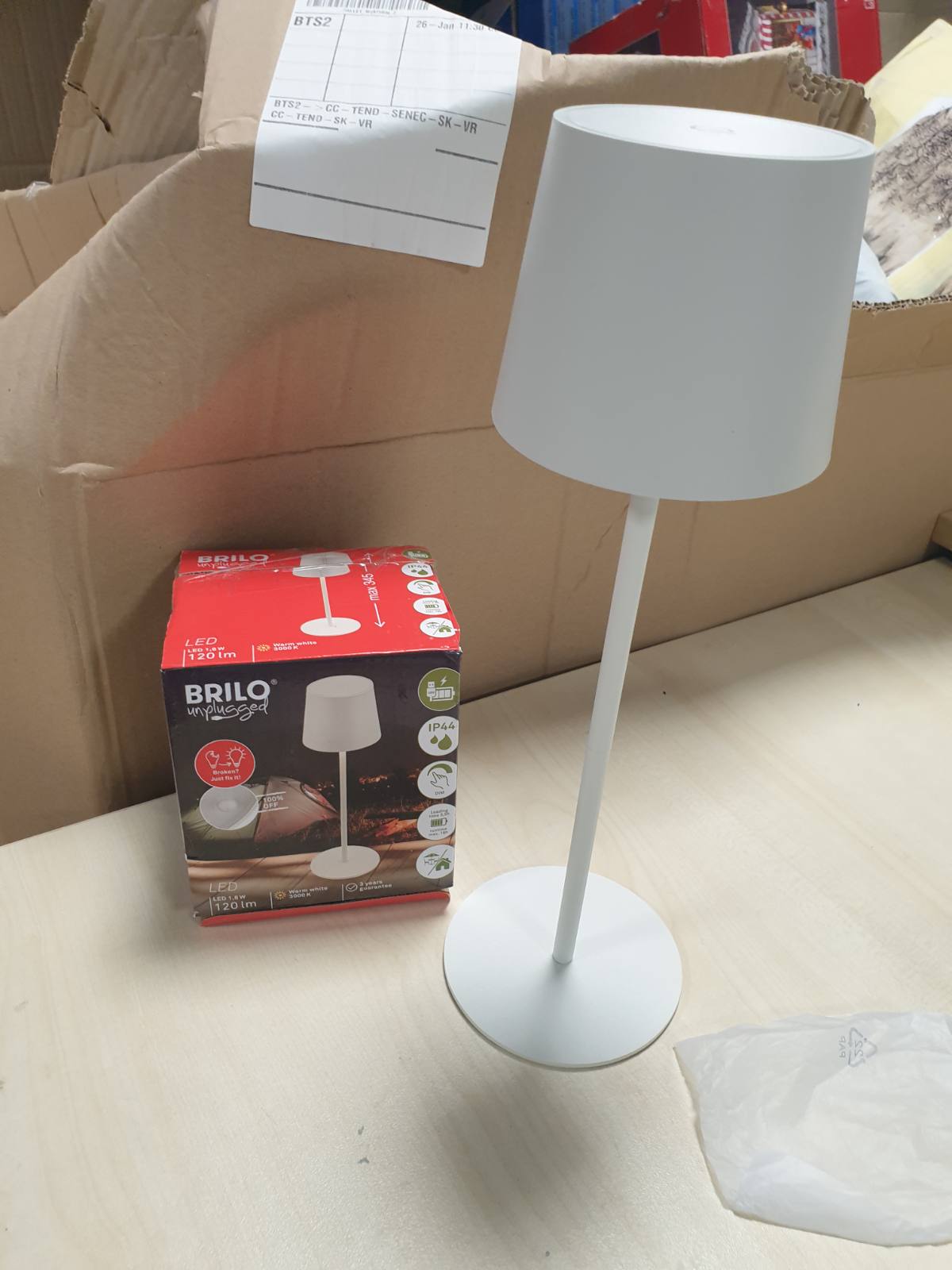 197580 - BRILONER - Llambë LED pa Tel për Tavolinë, e Rikarikueshme me Prekje dhe Errësim, 11x33cm, IP44, USBC, e Bardhë