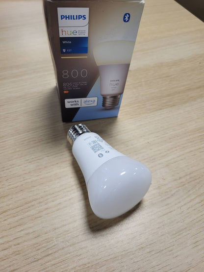 197599 - PHILIPS HUE Llambë LED Inteligjente e Bardhë, 9W, Prizë E27, Kontrollohet përmes Bluetooth dhe Aplikacionit Hue, e Përshtatshme për Alexa, Google Assistant dhe Apple HomeKit