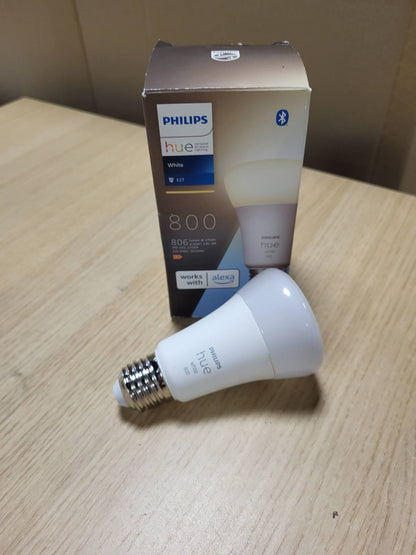 197601 - PHILIPS HUE Llambë LED Inteligjente e Bardhë, 9W, me Prizë E27, Kontrollohet Me Bluetooth dhe Aplikacionin Hue, Kompatibile me Alexa, Google Assistant dhe Apple HomeKit