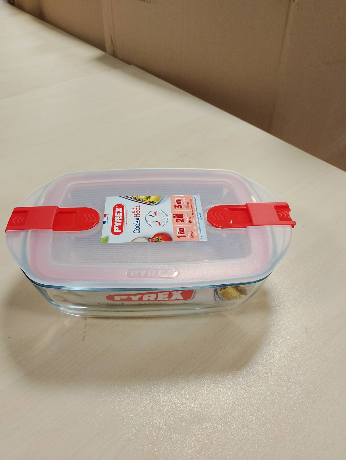 197839 - PYREX Enë Qelqi Drejtkëndëshe per Ruajtjen e Ushqimit Cook&Heat me Kapak, Madhësia 23x15x6cm - Kapaciteti 1.1L