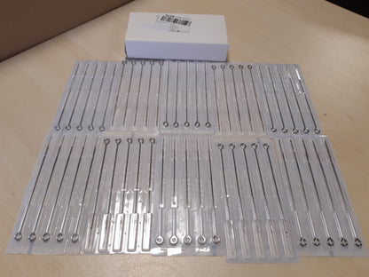 258253 - Gjilpëra sterile për tatuazhe njëpërdorimshe, Set gjilpërash për tatuazhe me 50 pjesë, përfshin 1RL, 3RL, 5RL, 7RL, 9RL, material: çelik inox