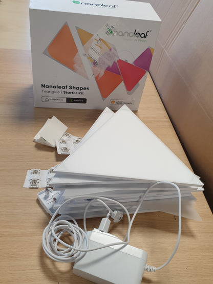255034 - NANOLEAF Kit Fillestar Shapes Triangle, 9 Panele LED Inteligjente Trekëndësh RGBW, Ndriçim Muri i Brendshëm, WiFi, 16 Milion Ngjyra