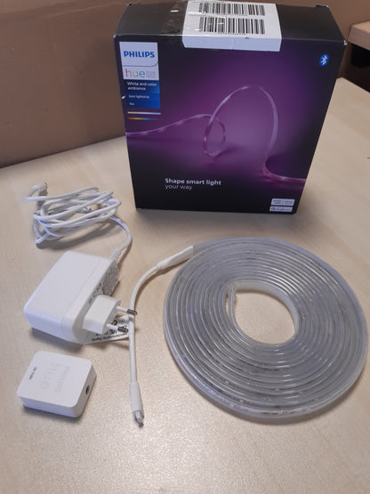 250168 - PHILIPS HUE Set bazë shiritash ndriçimi LED inteligjentë 5m për ambiente të brendshme, 1 copë, ndriçim indirekt i kontrollueshëm me aplikacionin Hue, funksionon me Alexa, Google Assistant dhe Apple HomeKit