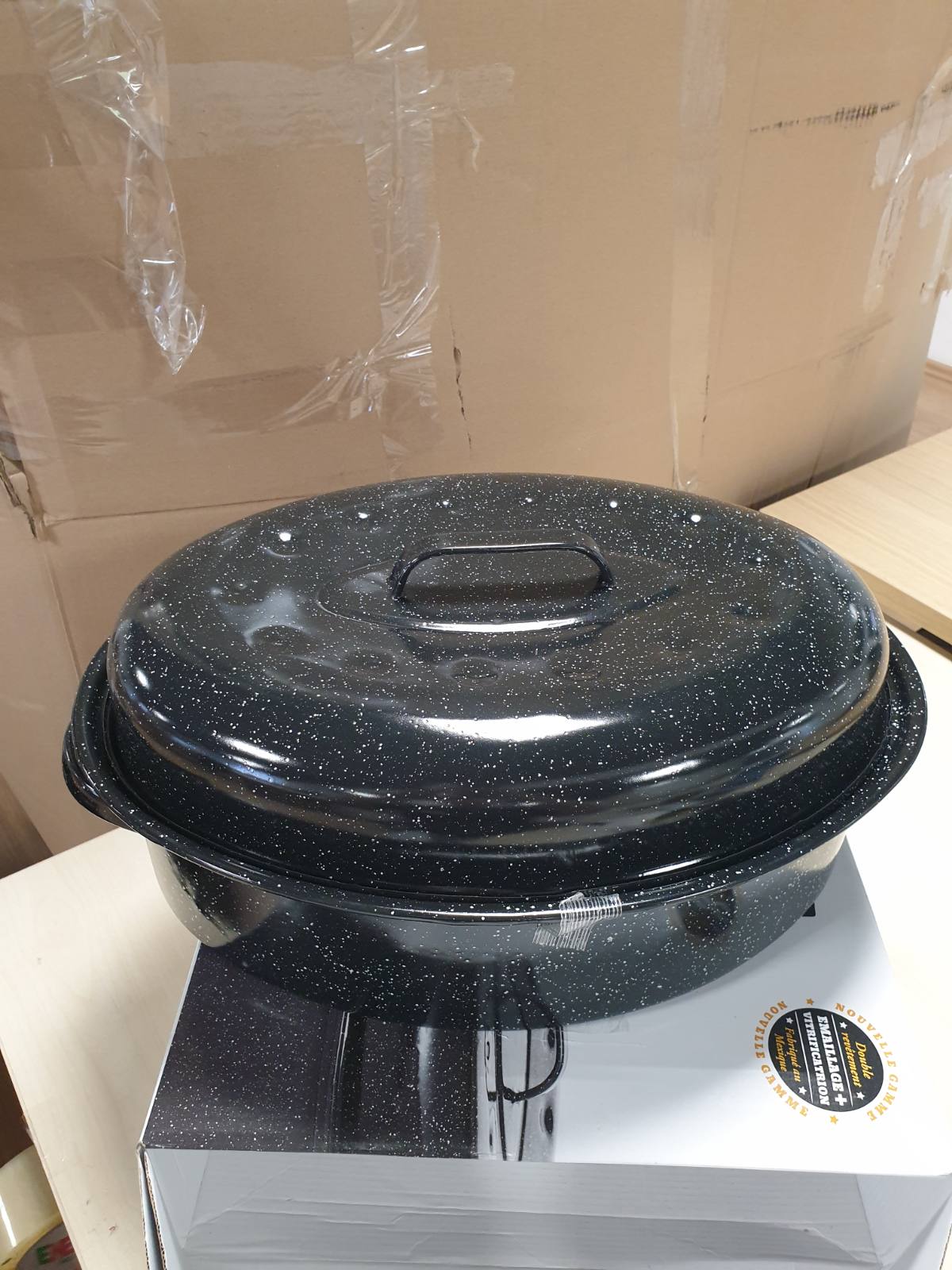 213289 - GRANITEWARE Tavë pjekjeje çeliku e smaltuar 8L - Shumë e lehtë - Madhësi e madhe, e zezë