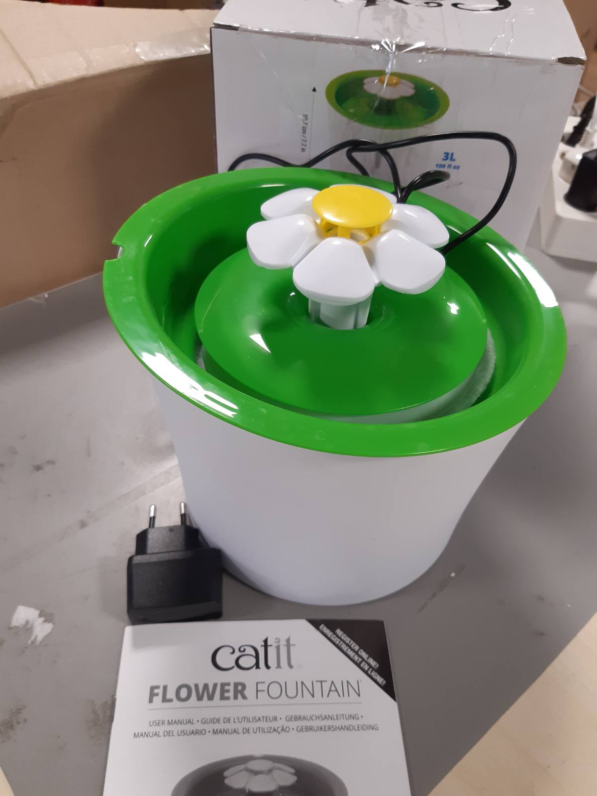 214179 - CATIT Shatërvan me Lule për macet, 3L, i bardhë/jeshil, 1 copë