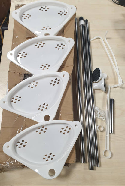 214332 - RELAXDAYS Raft dushi teleskopik, Lartësia 99-311 cm, Njësi banje këndore pa shpim, 4 rafte, i bardhë