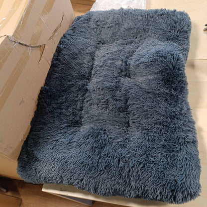 214752 - KSIIA Krevat i Madh për Qen, XL, 105x70cm, Jastëk i Larëshëm, Material i Butë Pelushi, Bazë Anti-Rrëshqitëse, Dyshek/Krevat Anti-Stres, Gri e Errët