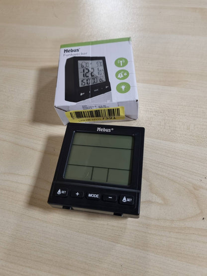 215236 - MEBUS Orë dixhitale me alarm radioje me termometër, dy orare alarmi, rregullim automatik i kohës, model 25581