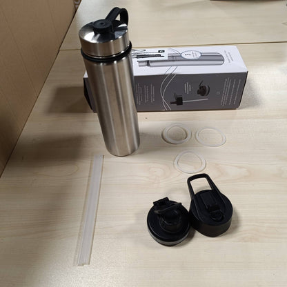 215553 - ACTIVE FLASK Shishe uji e izoluar prej çeliku inox 1L/500ml, pa BPA + kashtë (3 kapakë) | Shishe uji e izoluar prej çeliku inox, termos i ripërdorshëm | Kamping, çiklizëm, sport, vrapim, ecje në natyrë, fëmijë, kafene, çaj