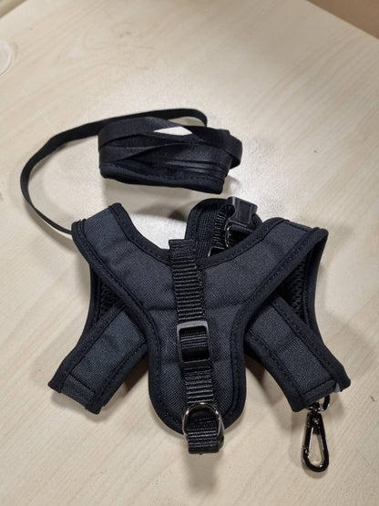 215559 - TIERHOOD Set rripash për macet me zinxhir për liri të kontrolluar, rrip i butë, i rehatshëm, i rregullueshëm dhe i fortë për macet aktive (i zi, M)