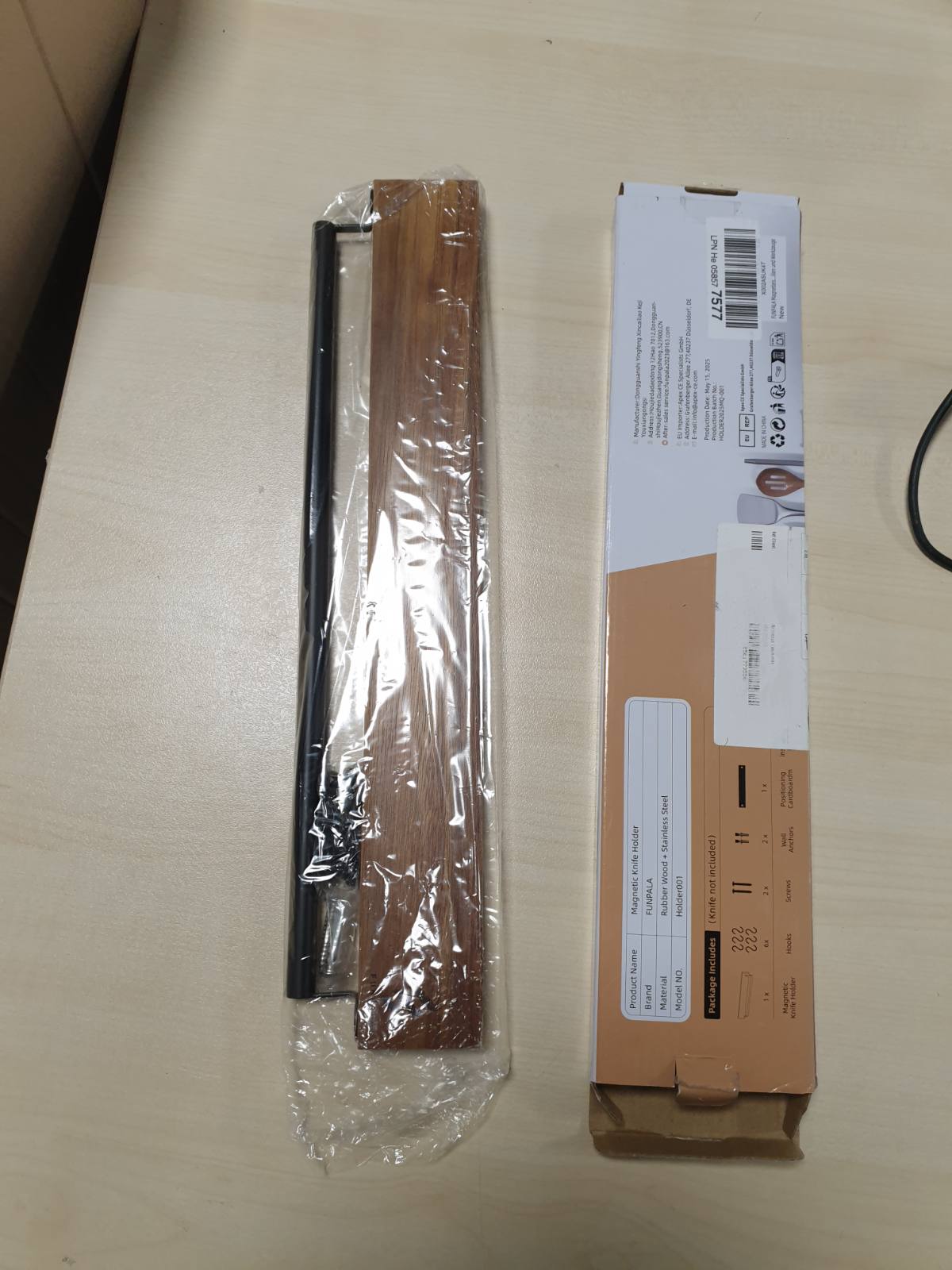 216392 - Mbajtëse Magnetike për Thika me 6 Grepa, Raft Magnetik për Thika 40 cm