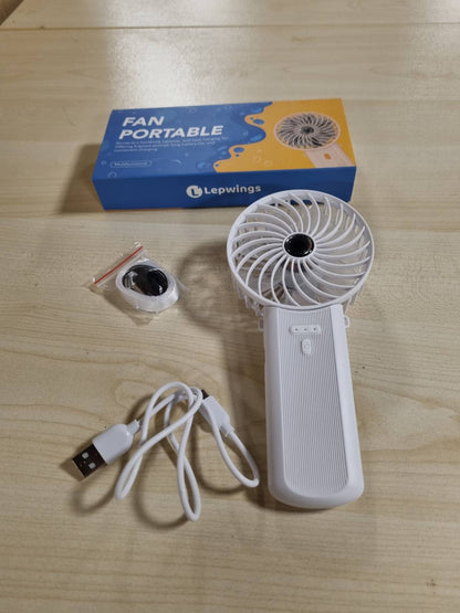 216460 - LEPWINGS Ventilator Portativ, Mini Ventilator i Rikarikueshëm USB me 4 Shpejtësi dhe 16 Orë Jetëgjatësi Baterie, i Qetë dhe i Palosshëm, Ventilator Qafe për Shtëpi, Zyrë, Udhëtim, Verë - i Bardhë