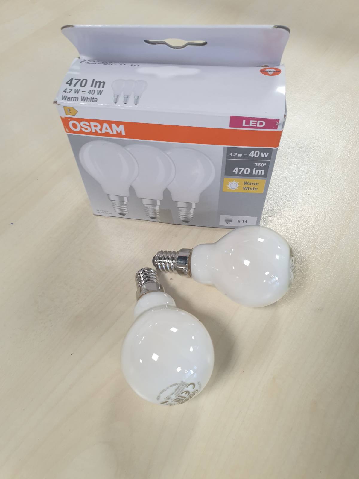 216542 - OSRAM Llambë LED Base Classic P, E14, zëvendëson 40 vat, 2700 Kelvin, 3 copë (1 pako)
