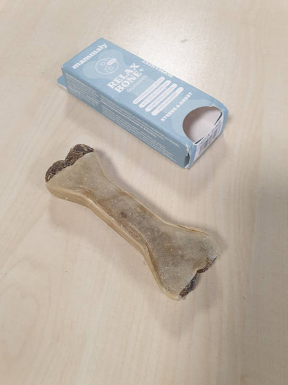216661 - MAMMALY 5-në-1 Qese përtypëse Relaksuese - Relax Bone+ 1x Qese përtypëse (12cm) | Lëkura e viçit me kamomil dhe livando