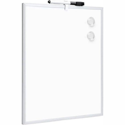 216884 - Tabela e bardhë magnetike Amazon Basics, për shkrim dhe fshirje të thatë, me kornizë alumini, për vendosje në mur me ngjitës, për shtëpi, zyrë dhe shkollë, 28 x 36 cm.