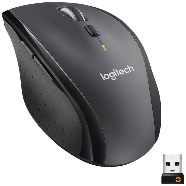 216889 - Maus ergonomik Logitech M705 Marathon, me lidhje wireless, sensor lazer, ngjyrë e zezë dhe argjendtë, 7 butona, 1000 DPI.