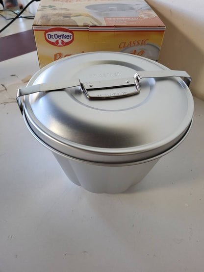 217526 - DR. OETKER Formë alumini për banjë me ujë Ø 21 cm, kapacitet 2.5 litra, argjend