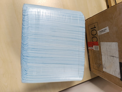 217752 - MBËSHTJELLËS për jashtëqitje qensh Amazon Basics me 100 copë, të papërshkueshëm nga rrjedhjet, me 5 shtresa, me sipërfaqe që thahet shpejt, madhësi standarde, për qen dhe këlyshë, blu
