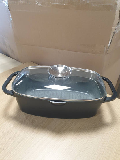 217840 - GSW GOURMET Pjekje Universale Granite, 6 litra, alumin i derdhur, i përshtatshëm për induksion dhe furrë, me kapak, i zi