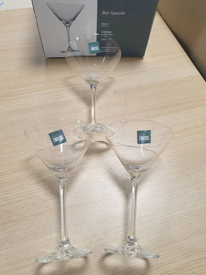218055 - SCHOTT ZWIESEL Set prej 4 gotash Martini Bar Special, gota klasike martini, kristali Tritan, lahen në lavastovilje, Prodhuar në Gjermani (Nr. Artikullit 123658), transparente