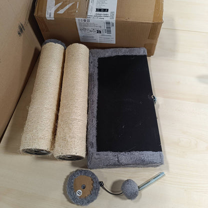 218330 - AMAZON BASICS Shtyllë kruarjeje për macet Mesatare, 40.01 x 40.01 x 80.01 cm, Gri
