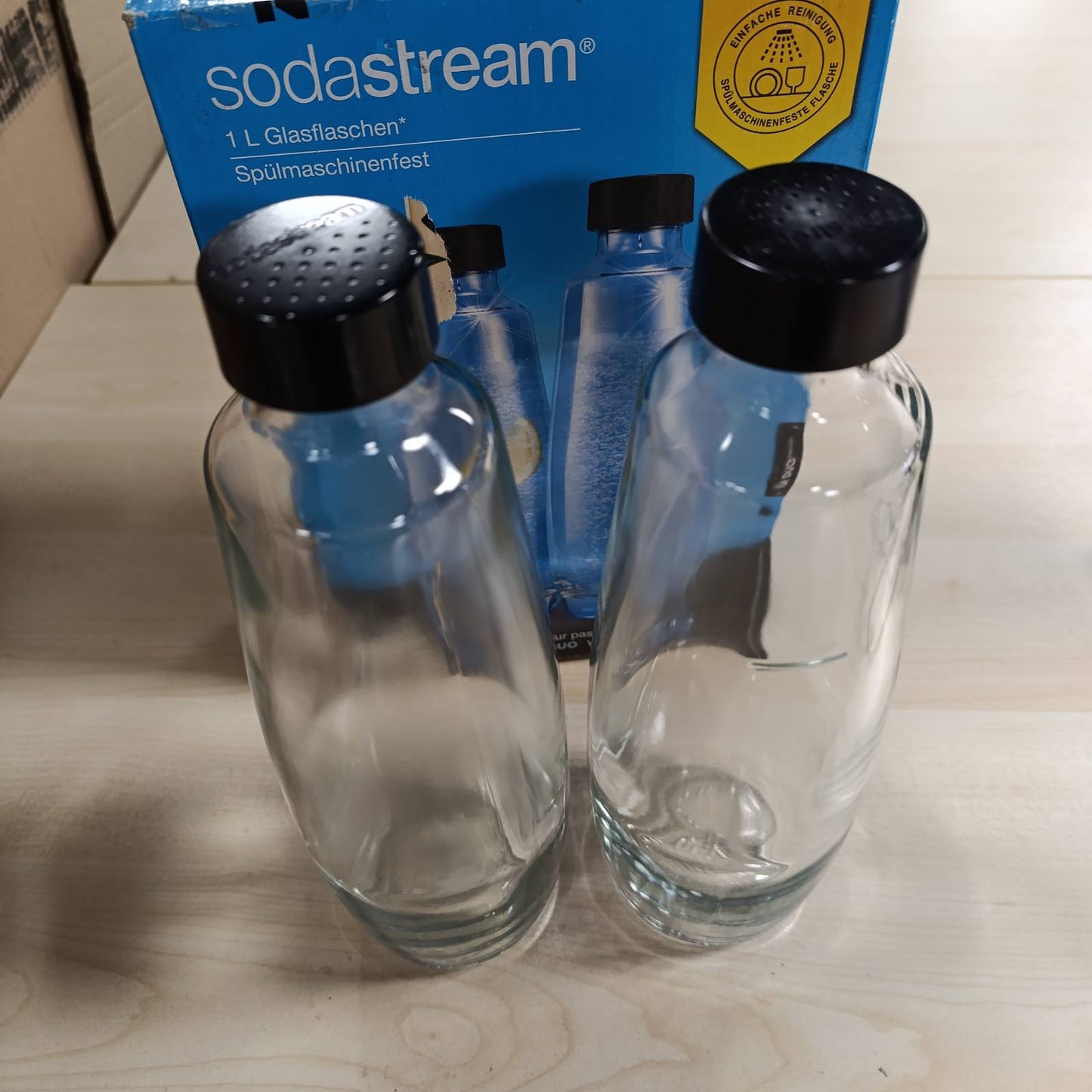 218484 - SODASTREAM Shishe qelqi 1L DUO, mund të lahet në lavastovilje, e pajtueshme me DUO dhe E-DUO, paketim me 2 copë