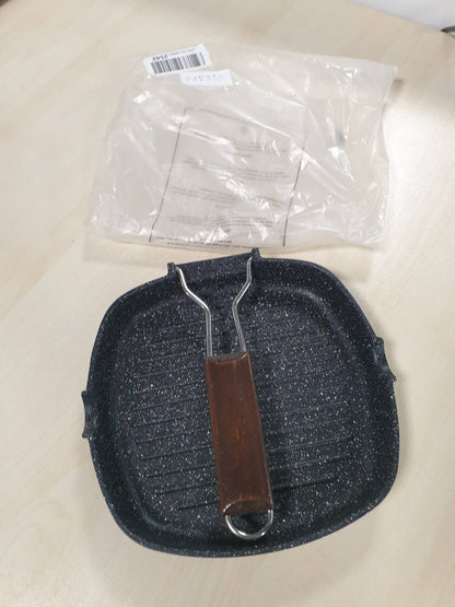 218930 - ZANETTI, tigan skare 20 x 20 cm, pjatë skare prej alumini të derdhur me trashësi të lartë, dorezë e palosshme, e përshtatshme për soba me induksion