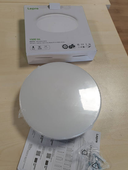 219329 - LEPRO Dritë Tavani 15W, LED IP54 e papërshkueshme nga uji, Llambë Banjo 5000K 1500LM, Dritë Tavani e Rrumbullakët Ø22cm, ideale për Banjo, Dhomë Gjumi, Korridor, Kuzhinë, Dhomë Ndenjeje, Ballkon, E Bardhë e Ftohtë